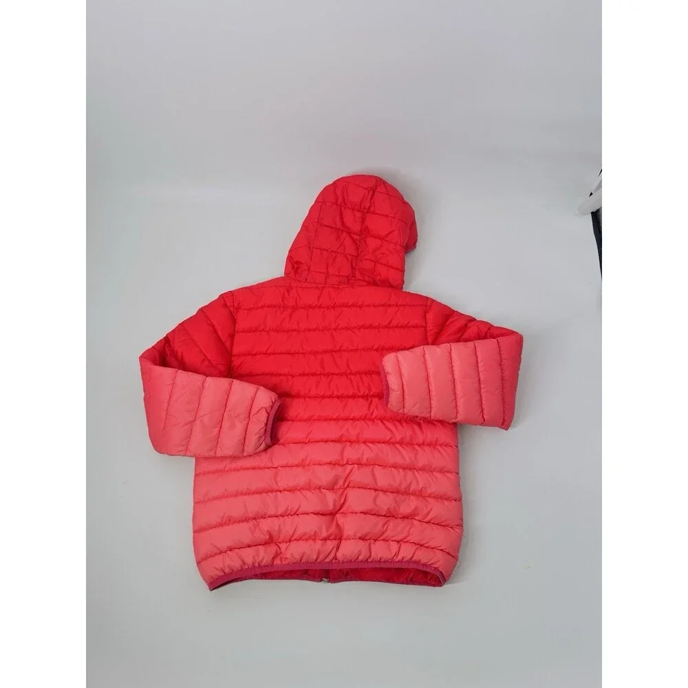 Eddie Bauer Down Reversible Girls Hood Puffer Jacket Large 14-16 Ombré Pin